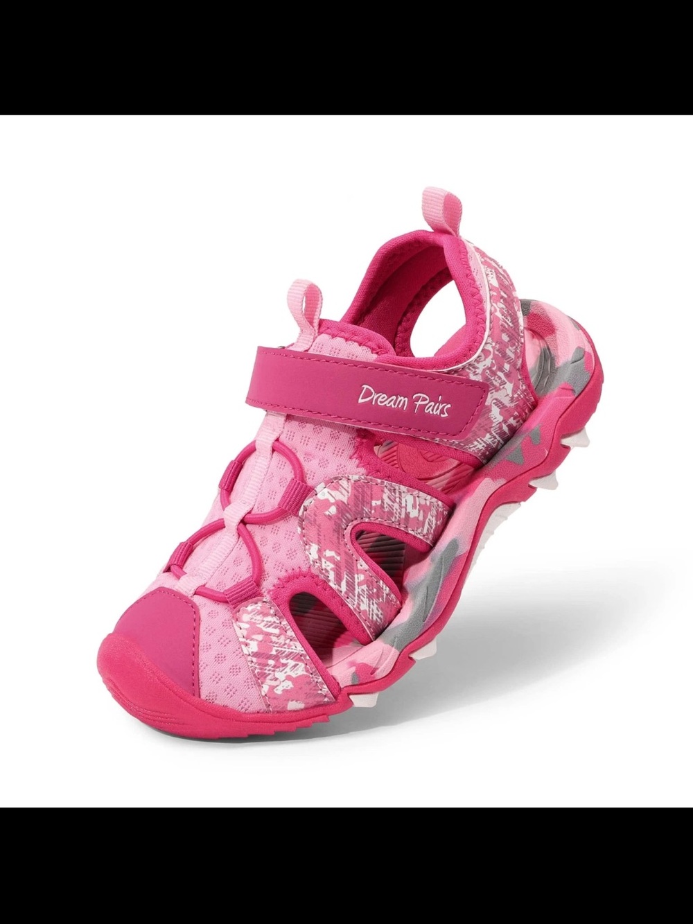 Dream Pairs Girls Hot Pink Camouflage Sport Sandals
